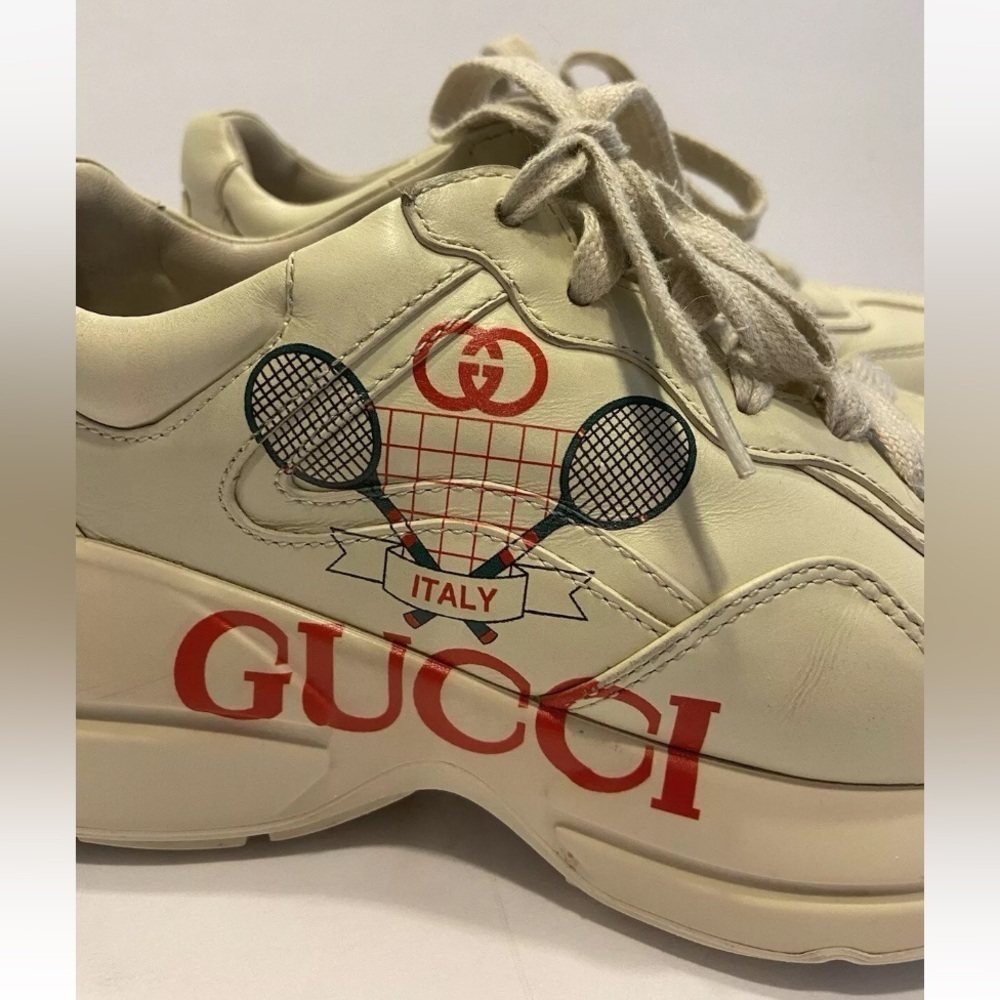 Gucci Women Auth 6 US 36 EU Rhyton Vintage Logo Tennis Leather Sneakers Shoes - Picture 10 of 14